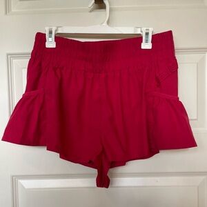 Free People Movement Get Your Flirt On Shorts in red